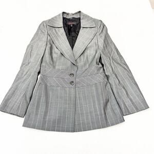 Escada Gray Colorful Pinstriped 2-Button Blazer Jacket Size Medium (estimated)